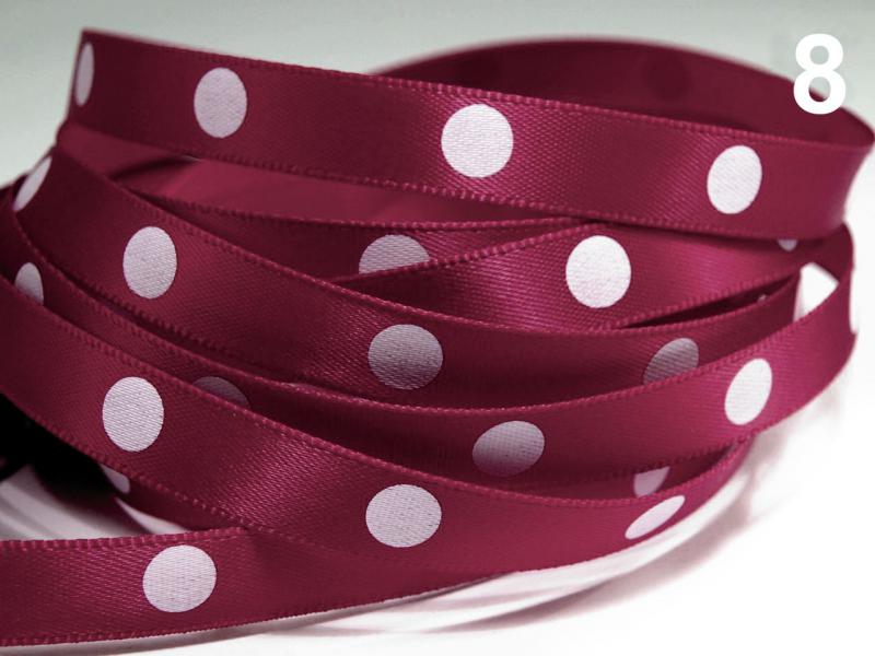 10SSM31 - 10mm-es nagy pöttyös szatén szalag - bordó