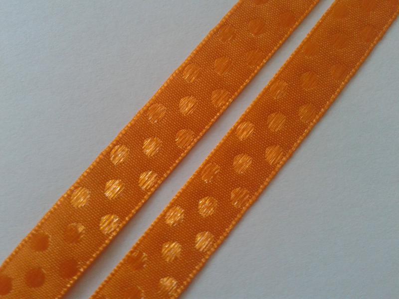 10SSZ08 - 10mm-es pöttyös szövet szalag - narancssárga - 470cm