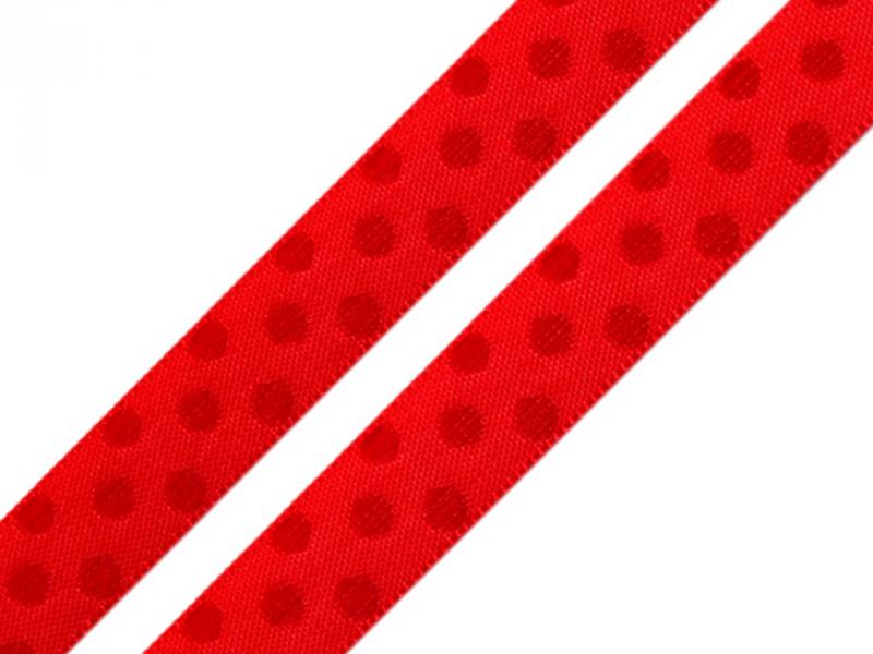 10SSZ09 - 10mm-es pöttyös szövet szalag - piros