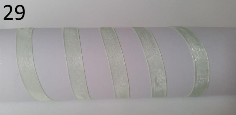 10SZO29 - 10mm-es organza szalag – halvány zöld 29. - 540cm