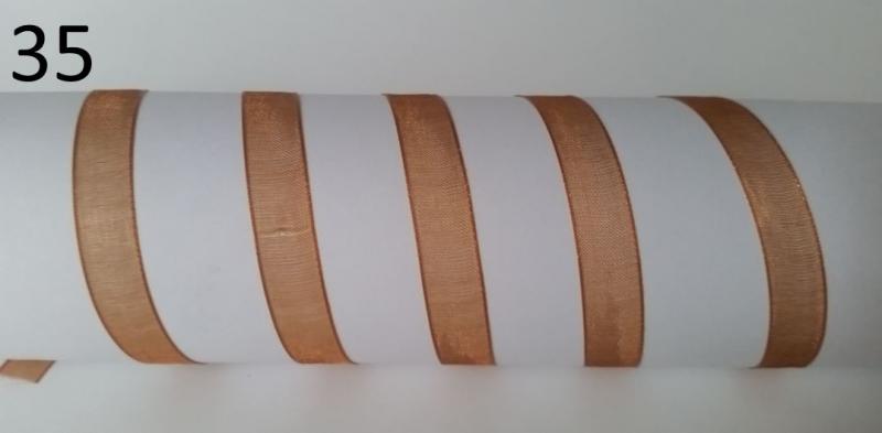 10SZO35 - 10mm-es organza szalag - karamell barna 35.