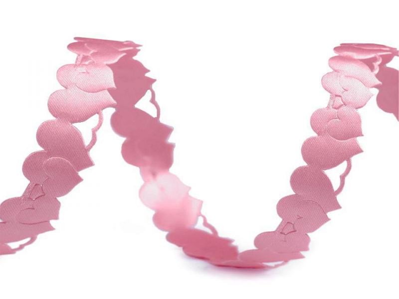 15SZK13 - 15mm-es szív formájú, kivágott Esküvői szatén szalag - rózsaszín