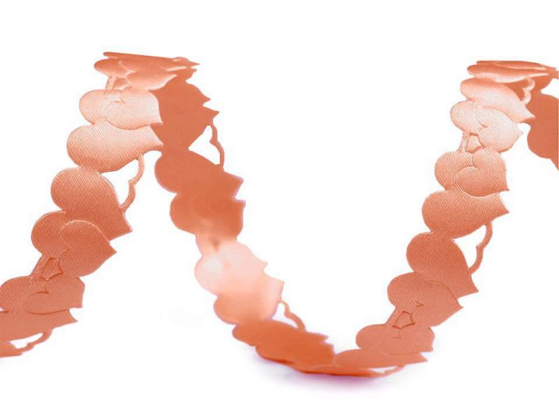 15SZK14 - 15mm-es szív formájú, kivágott Esküvői szatén szalag - barack