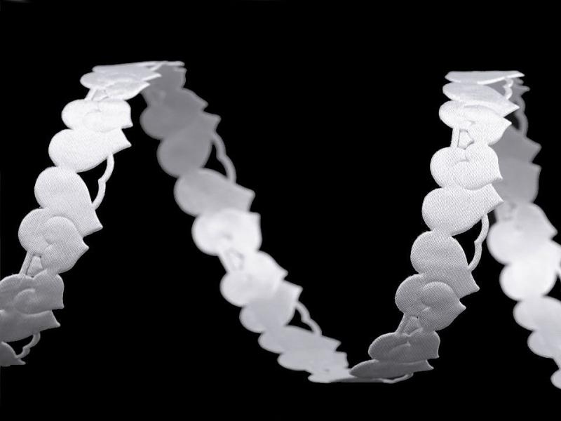 15SZK27 - 15mm-es szív formájú, kivágott esküvői szatén szalag - fehér