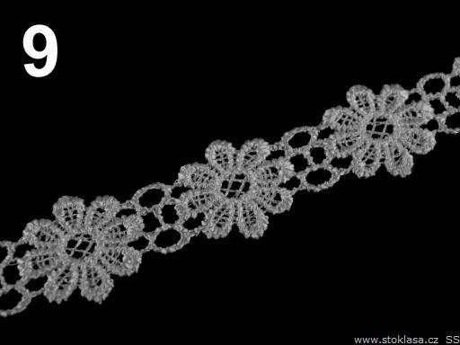 20SCS09 - 20mm-es virág csipke szalag - szürke