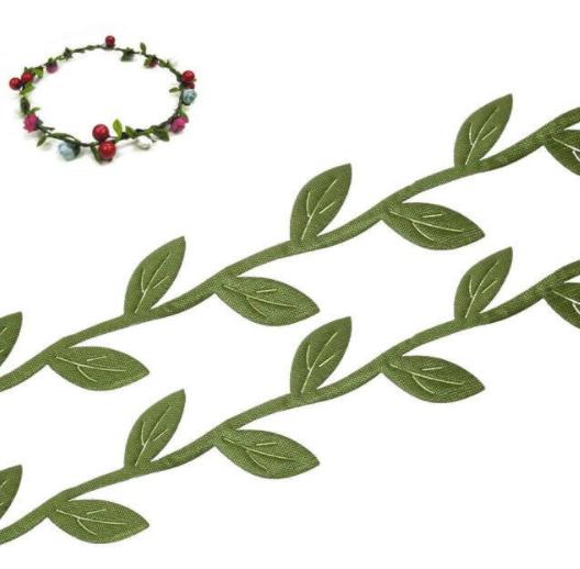 20SZK11 - 20mm-es levél formájú, kivágott szatén szalag - zöld