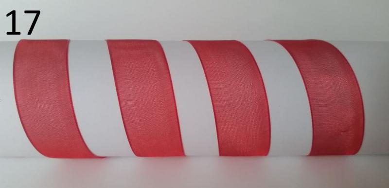 20SZO17 - 20mm-es organza szalag – piros 17.