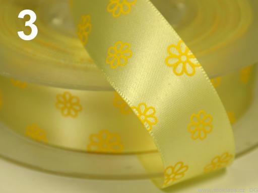 22SSM41 - 22mm-es margaréta mintás szatén szalag - sárga