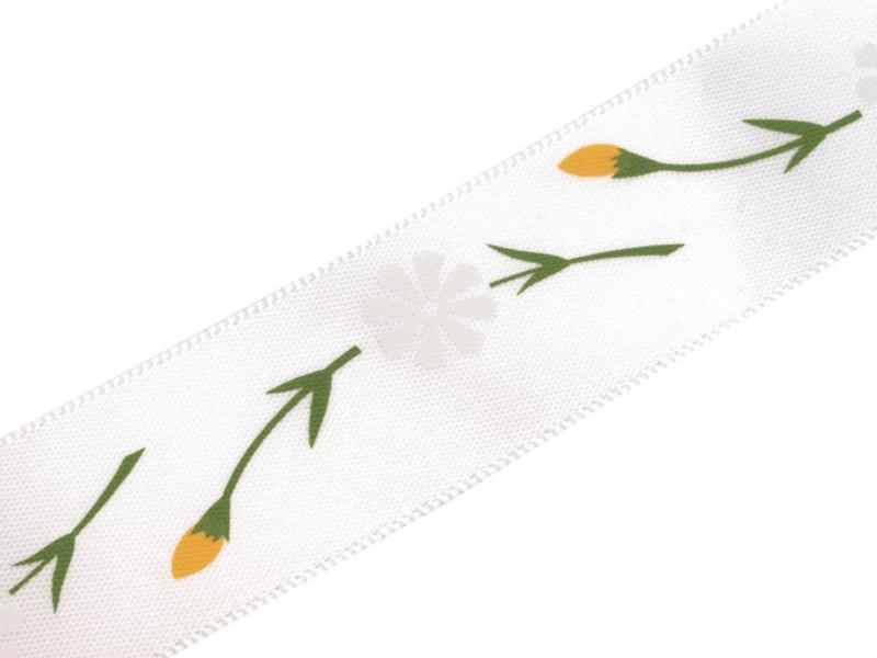 22SSM43 - 22mm-es sárga rózsa mintás szatén szalag