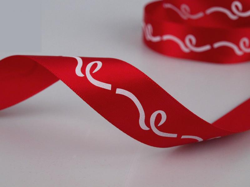 22SSM50 - 22mm-es hullám mintás szatén szalag - piros