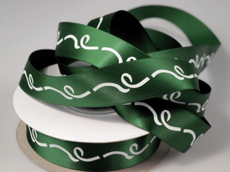 22SSM51 - 22mm-es hullám mintás szatén szalag - zöld