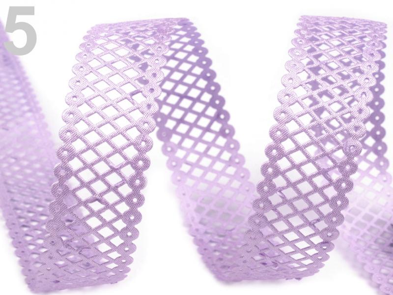 22SZK02 - 22mm-es Rácsozott, kivágott szatén szalag - levendula lila
