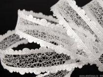 25SZK19 - 25mm-es Csipkehálós kivágott szatén szalag - fehér