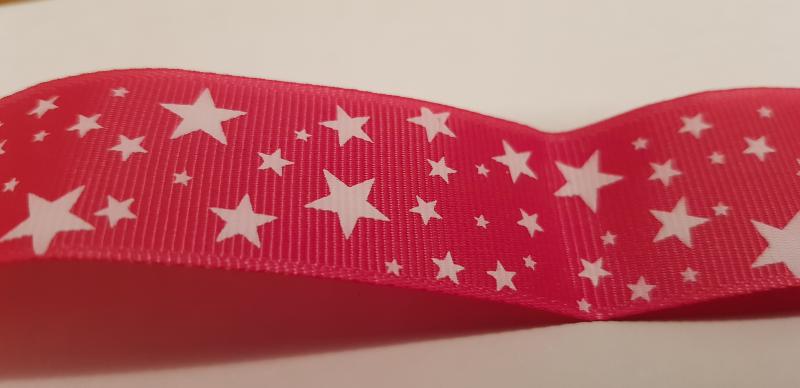 25SZR10 - 25mm-es csillagos ripsz szalag - pink - 280cm