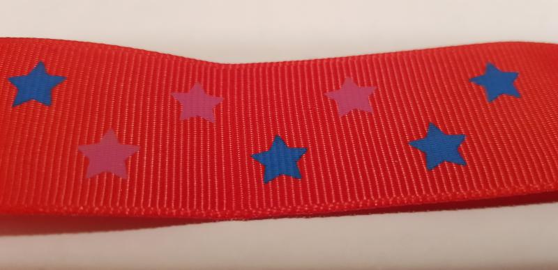 25SZR11 - 25mm-es csillagos ripsz szalag - piros