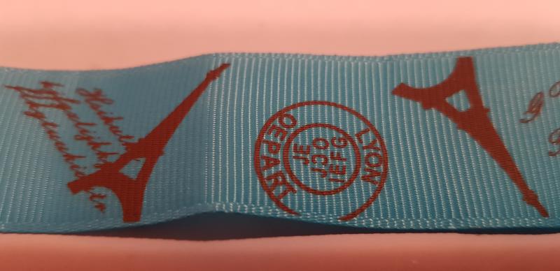 25SZR12 - 25mm-es Eiffel torony mintás ripsz szalag - türkiz kék