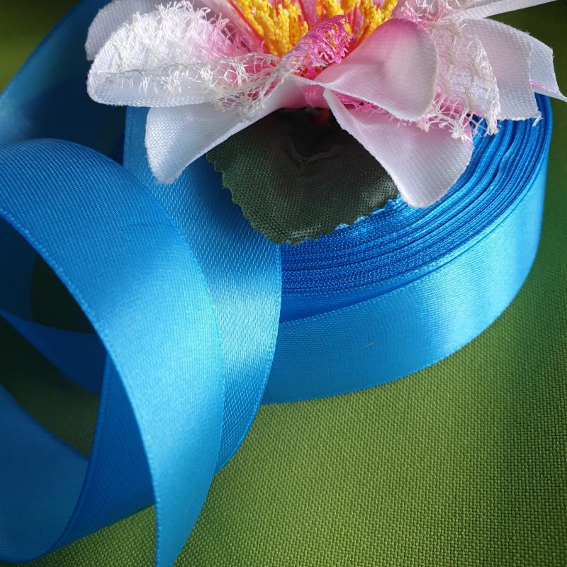 25SZS76 - 25mm-es szatén szalag – tókék 76.