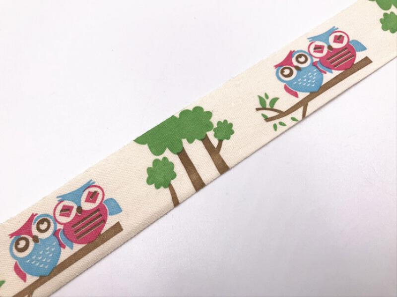 26SSZ16 - 25mm-es bagoly mintás szövet szalag