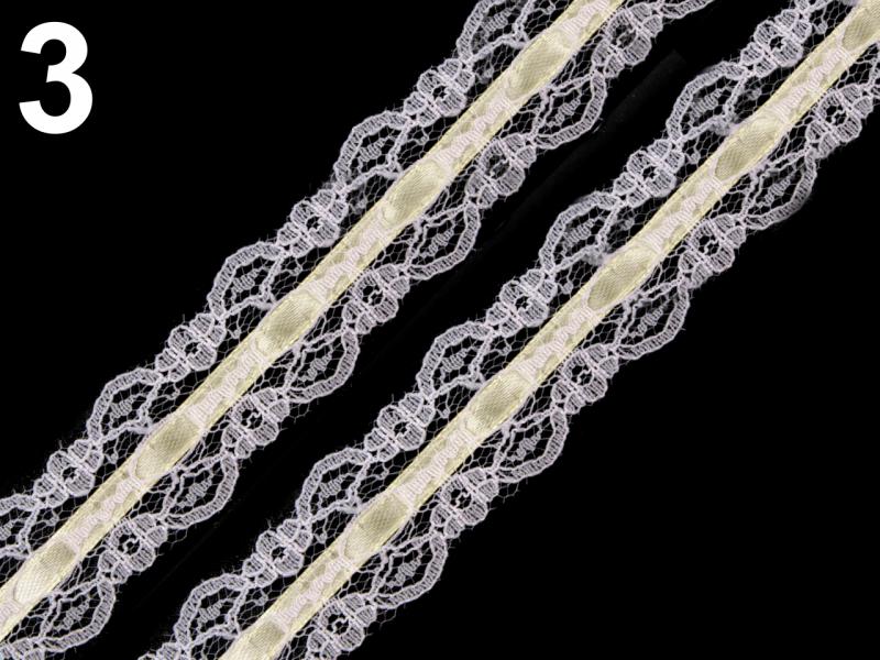 30SCS01 - 30mm-es Szatén szalaggal díszített csipkeszalag - 310cm