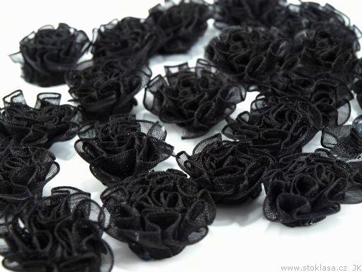 32mm-es húzott fekete színű organza rózsa, virág