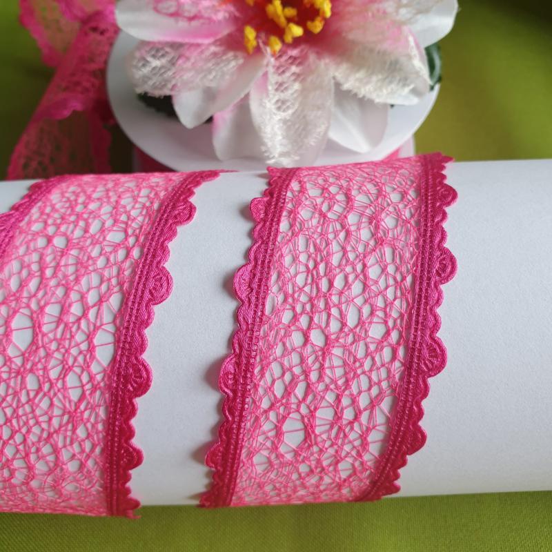 38SZK23 - 38mm-es Csipkehálós kivágott szatén szalag - pink