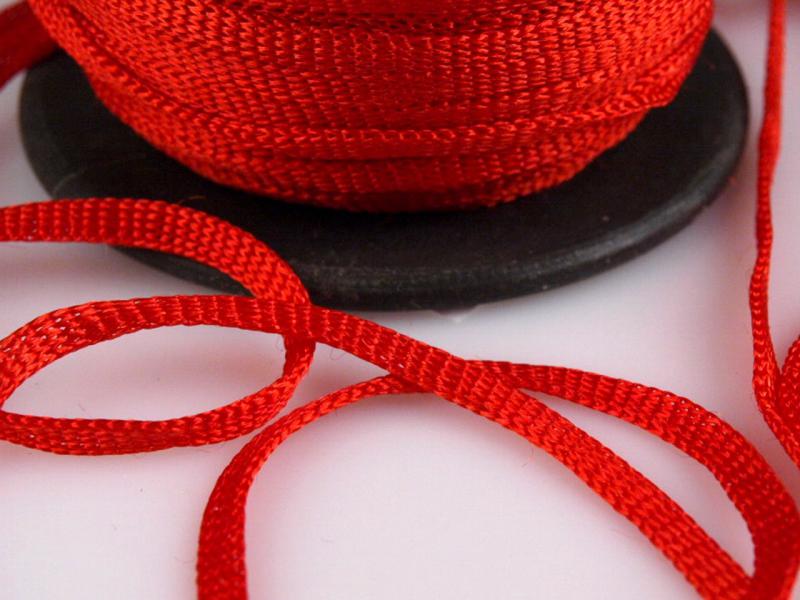 3mm-es viszkóz szalag, zsinór - piros