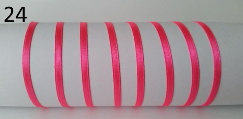 3SZS24 - 3mm-es szatén szalag – neonrózsaszín 24.