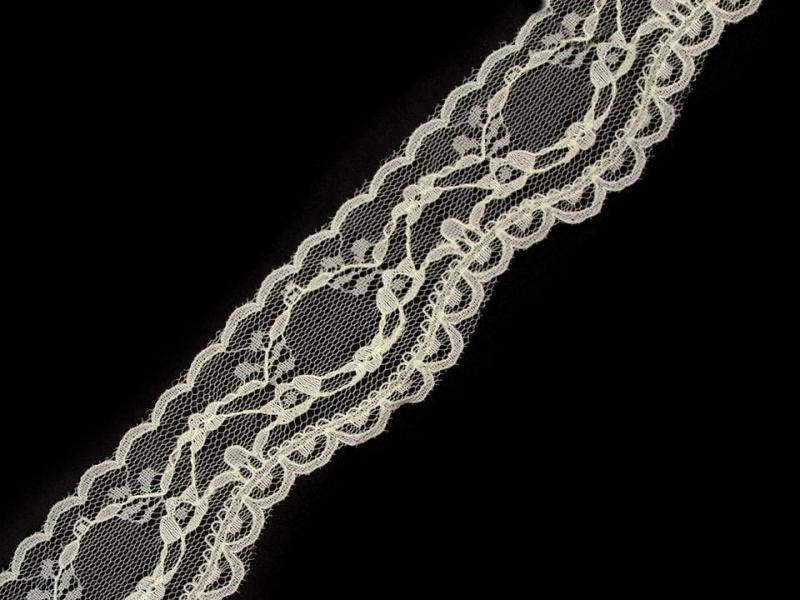 42SCS34 - 42mm-es ekrü hullámos aljú szintetikus csipke