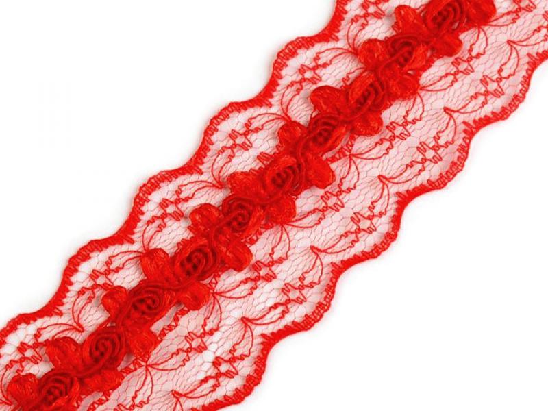 45SCS30 - 45mm-es Rózsás masnis piros csipke