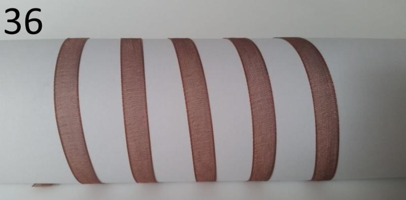 6SZO36 - 6mm-es organza szalag – csokoládébarna 36.
