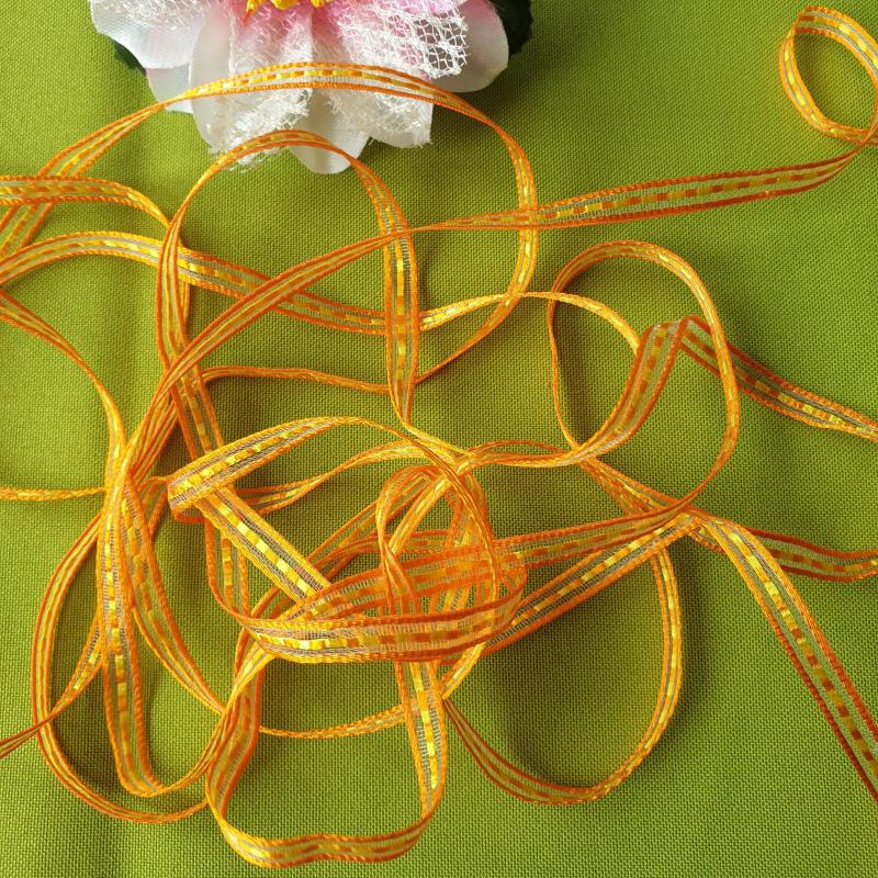 6SZOM02 - 6mm-es csíkos organza szalag - narancssárga - 3 méter