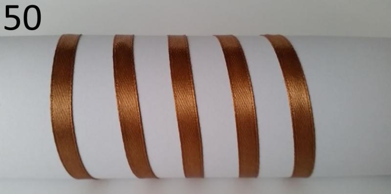 6SZS50 - 6mm-es szatén szalag - karamell barna 50.