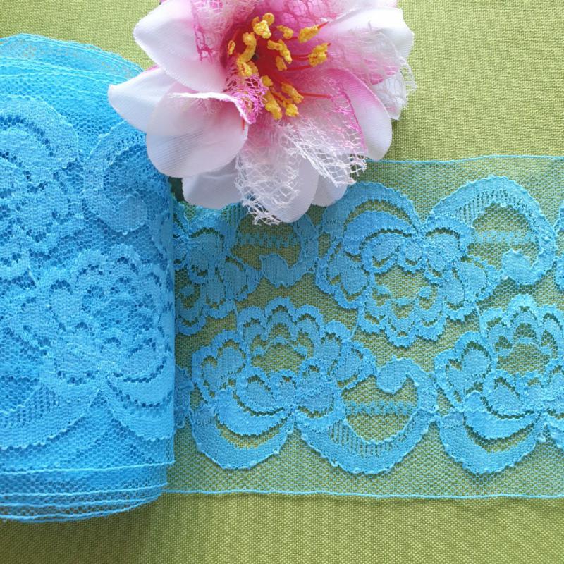 90SCS15 - 90mm-es türkiz kék csipke szalag