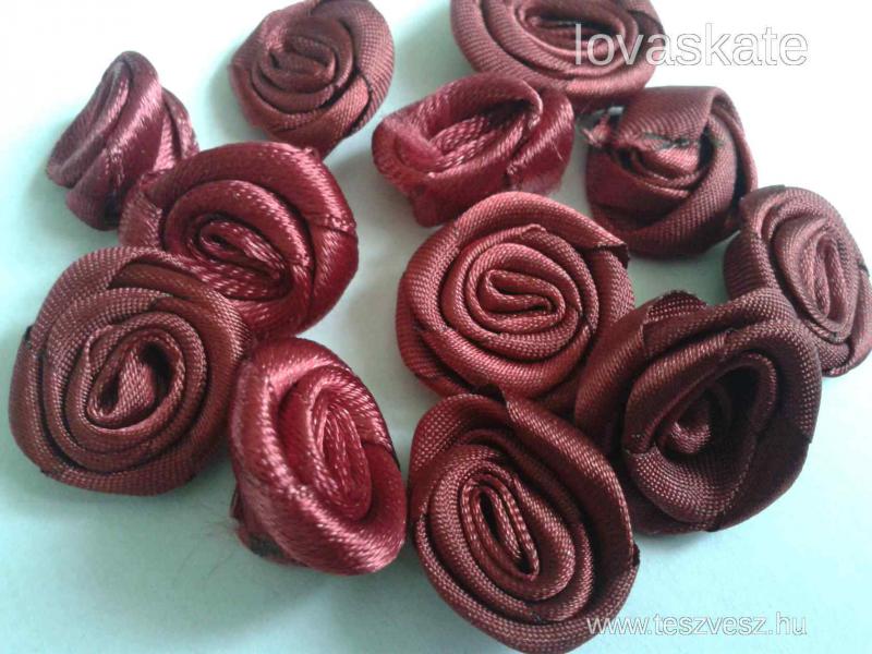 9db Szatén rózsa 20mm átmérőjű - bordó