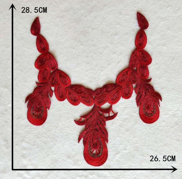 CSB03 - Felvarrható bordó piros zsinóros rátét 26x28cm