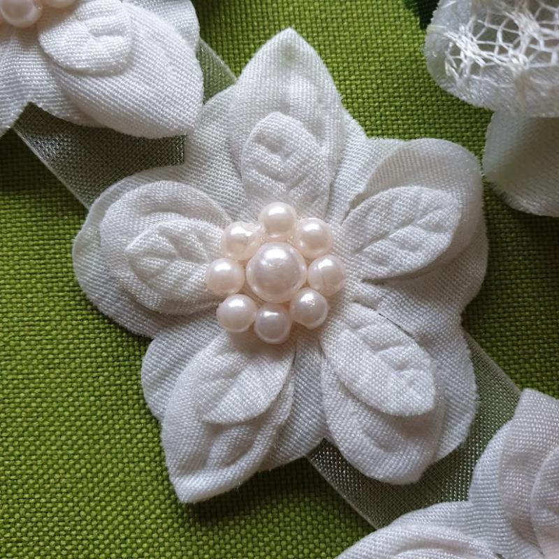 CSB06 - Halvány rózsaszín Szatén virág 3D Ø50 mm gyöngyökkel