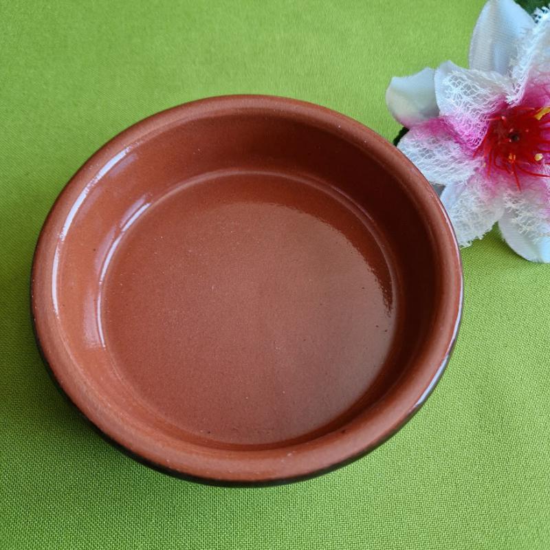 CSE58 - Terrakotta színű mázas agyag kerámia tálka 11cm