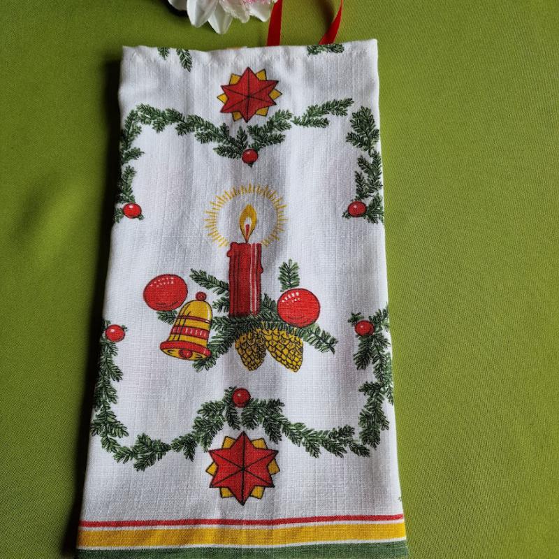 DCS102 - Karácsonyi mintás vászon ajándéktasak, mikulás zsák, bortartó