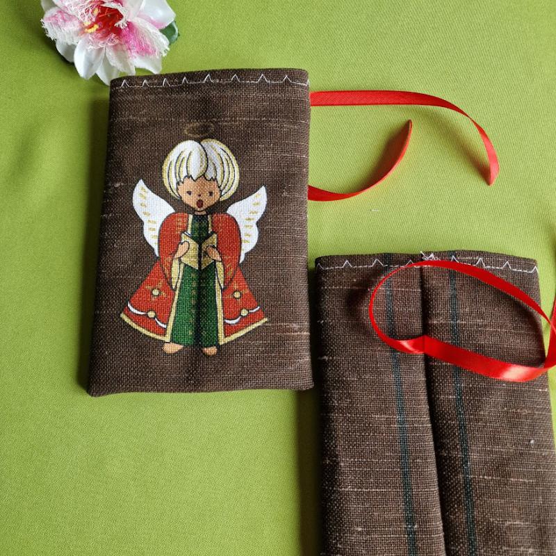 DCS110 - Angyalka mintás juta ajándéktasak, mikulás zsák