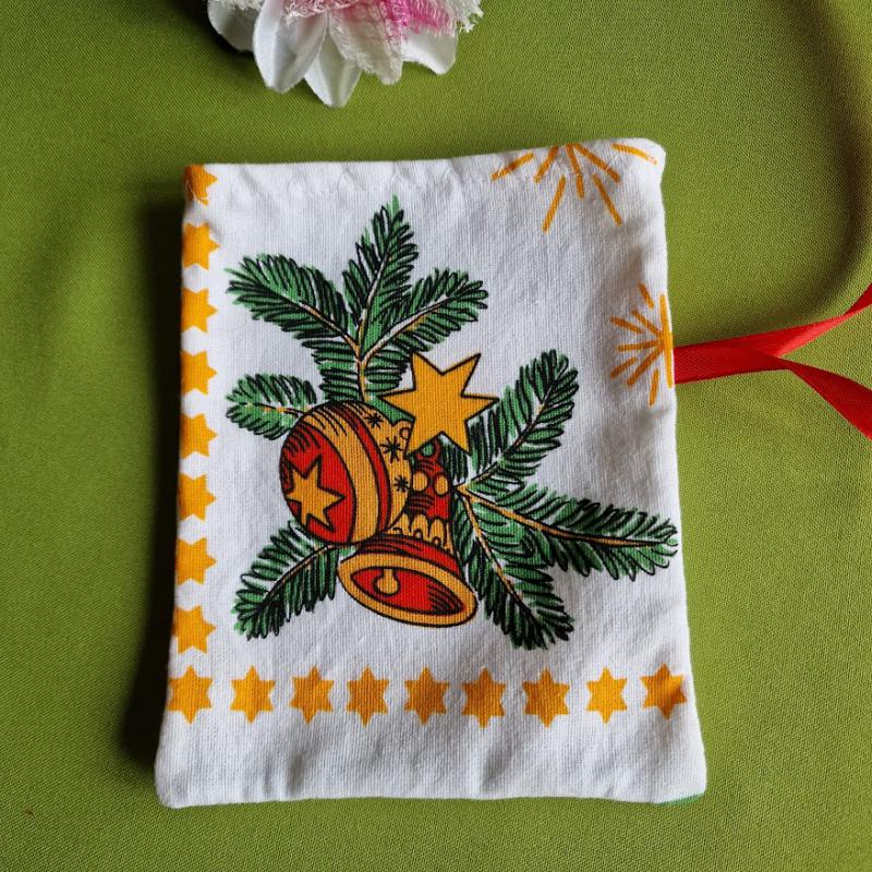 DCS111 - Karácsonyi dísz mintás vászon ajándéktasak, mikulás zsák