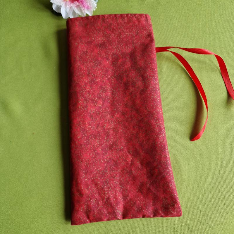 DCS118 - Arany pöttyös bordó textil ajándéktasak, mikulás zsák, bortartó