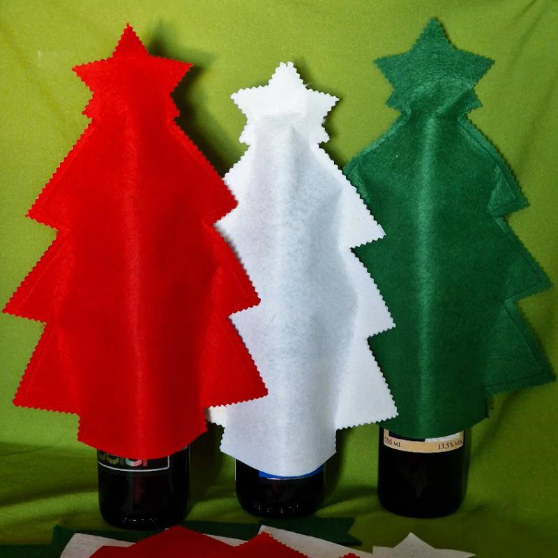 DCS78 - Karácsonyfa alakú ajándék csomagolás borosüvegre