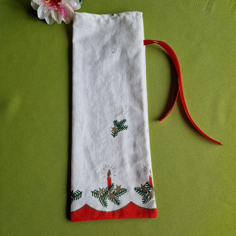 DCS98 - Karácsonyi mintás textil ajándéktasak, mikulás zsák, bortartó tasak