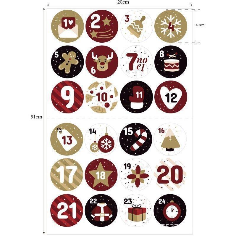 DEK58 - Adventi naptár matrica - Bézs, bordó, kék árnyalat