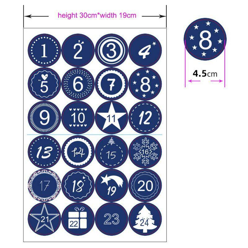 DEK60 - Adventi naptár matrica - Sötétkék alapú karácsonyi díszes