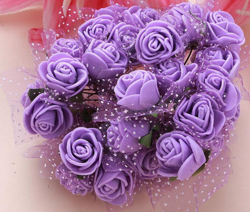 ESKÜVŐ - 25mm-es habrózsa tüllel - levendulalila