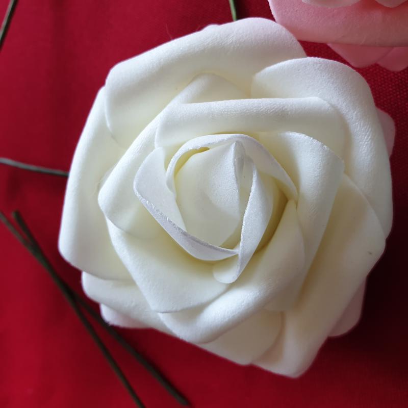 ESKÜVŐ - 80mm-es száras habrózsa - fehér