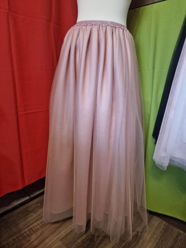 ESKÜVŐ ASZ36H – 5 rétegű átmenetes púder maxi tüll szoknya csillogós derékkal