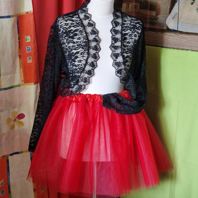 ESKÜVŐ BOL29B – Elegáns hosszú ujjú fekete csipke boleró – fekete csipke széllel