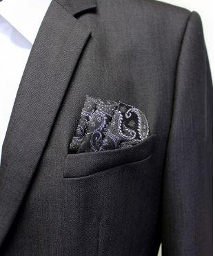 ESKÜVŐ DZS03 - Kétoldalas elegáns szatén török mintás díszzsebkendő dobozban